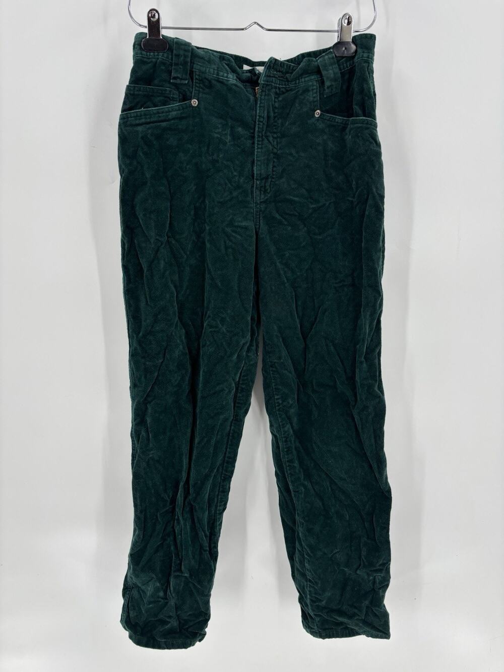 Vintage 90s Cherokee Velvet Pants Womens 10P Green Straight Leg High Rise Soft